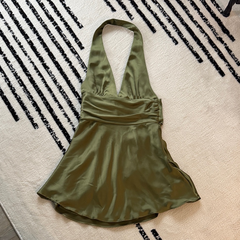Zara Olive Green Halter Mini Dress